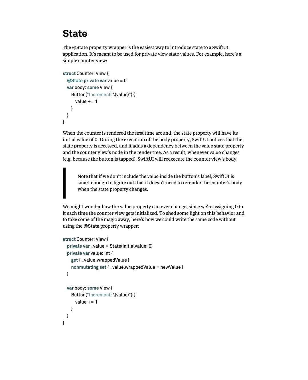 원문 24쪽: Counter와 State property wrapper의 전개