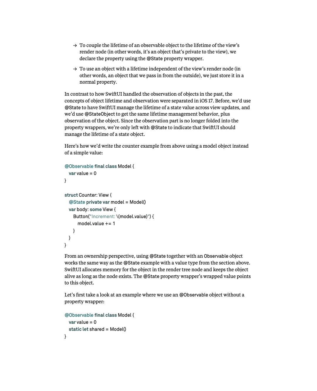 원문 32쪽: Observable object의 lifetime과 State 사용 예제