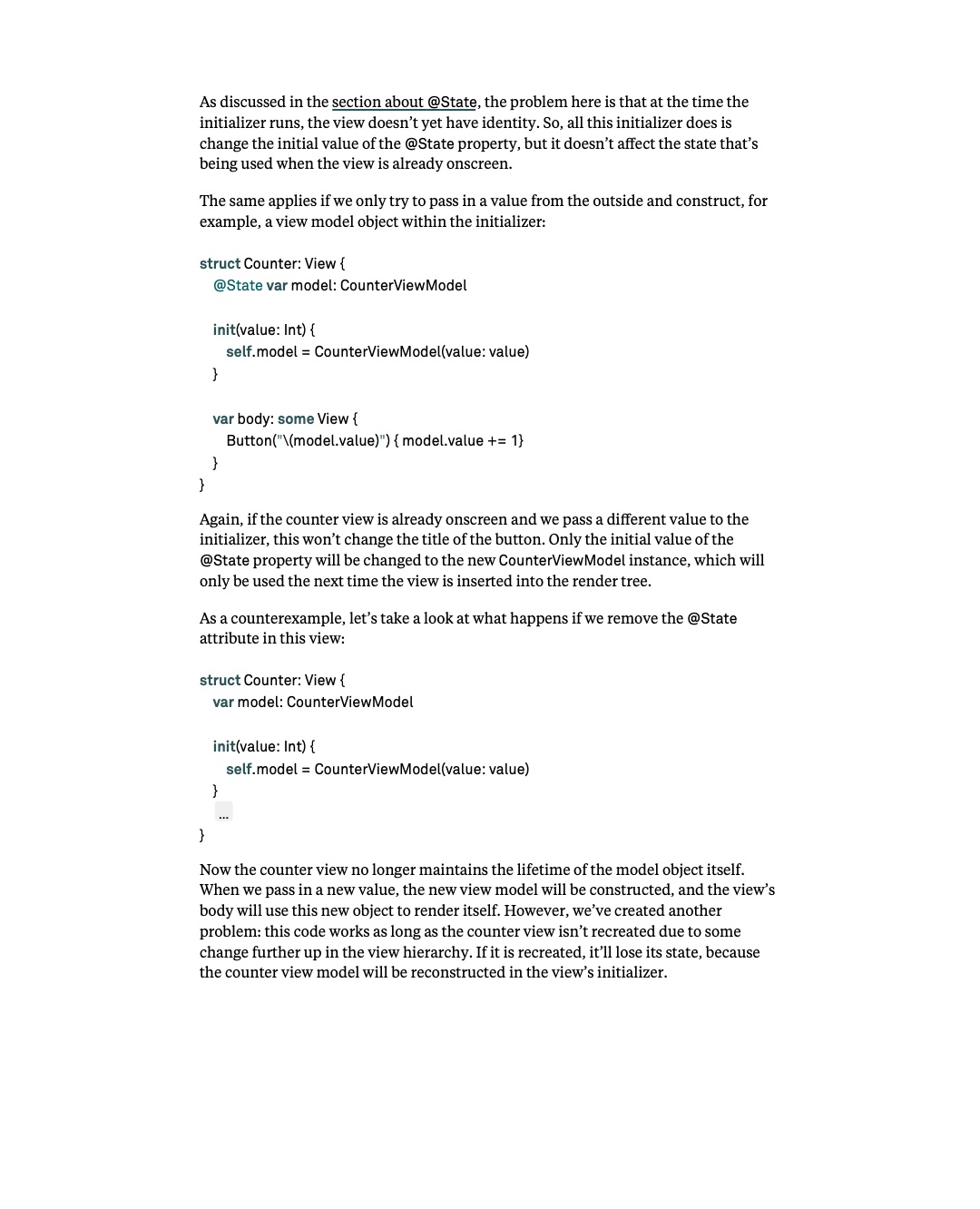 원문 36쪽: View initializer에서 생성한 object의 lifetime 문제