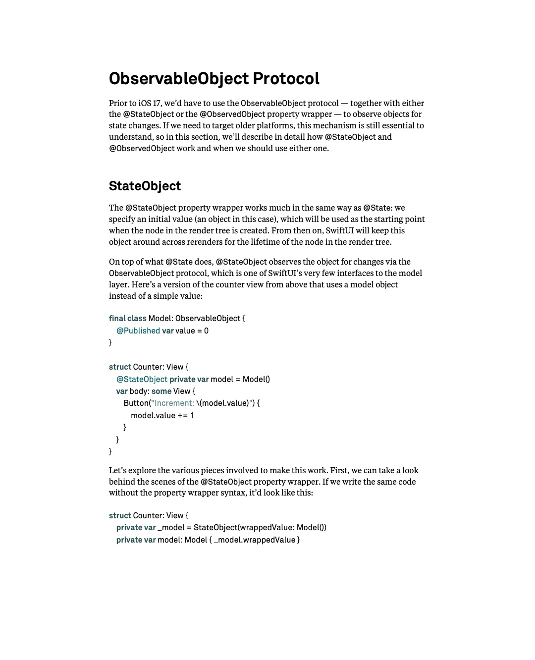 원문 39쪽: ObservableObject와 StateObject를 사용하는 Counter