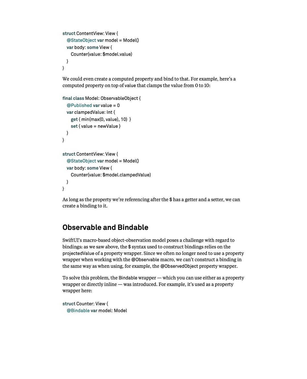 원문 51쪽: object property의 Binding과 Bindable 도입