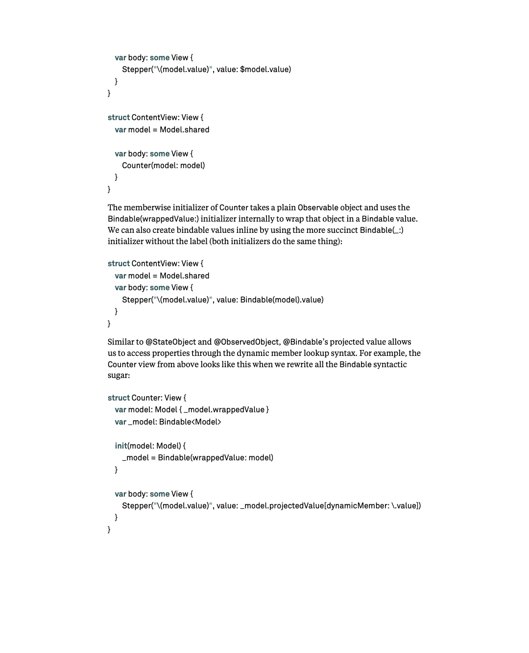 원문 52쪽: Bindable 직접 구성과 dynamic member lookup