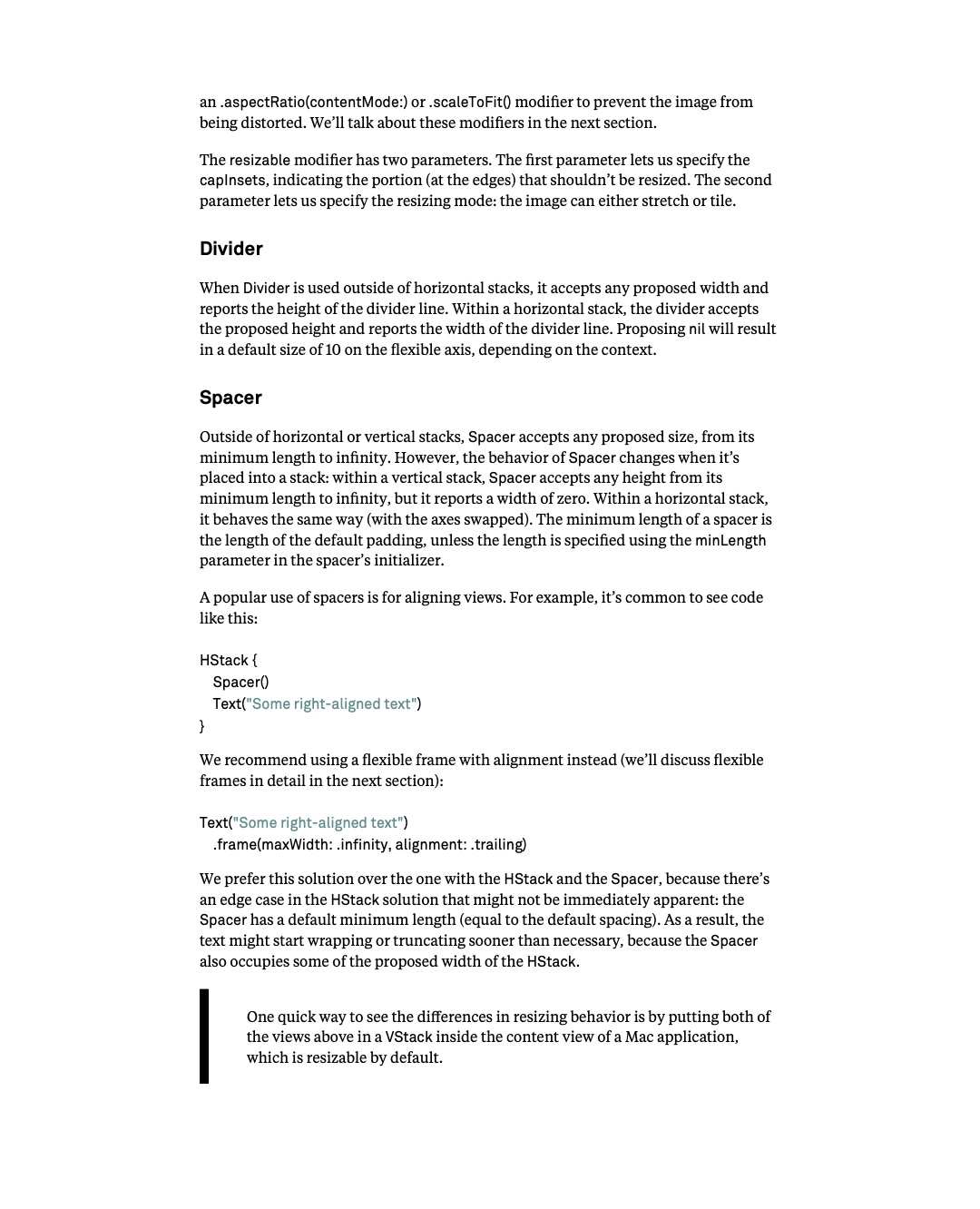 원문 64쪽: Image, Divider와 Spacer의 layout 동작