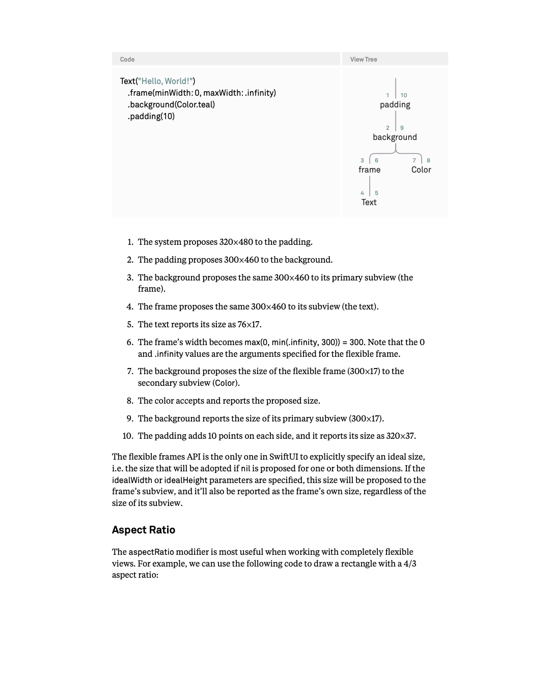 원문 68쪽: Flexible frame과 background, padding의 layout 단계