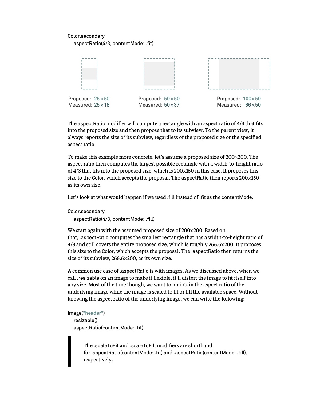 원문 69쪽: Aspect ratio의 fit과 fill 및 image 예제