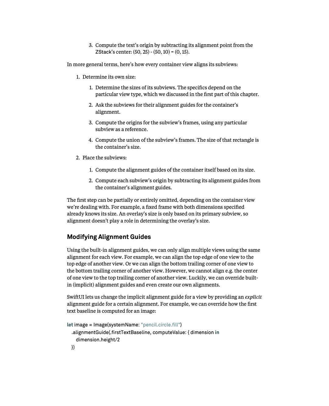 원문 86쪽: Container의 alignment 단계와 explicit alignment guide