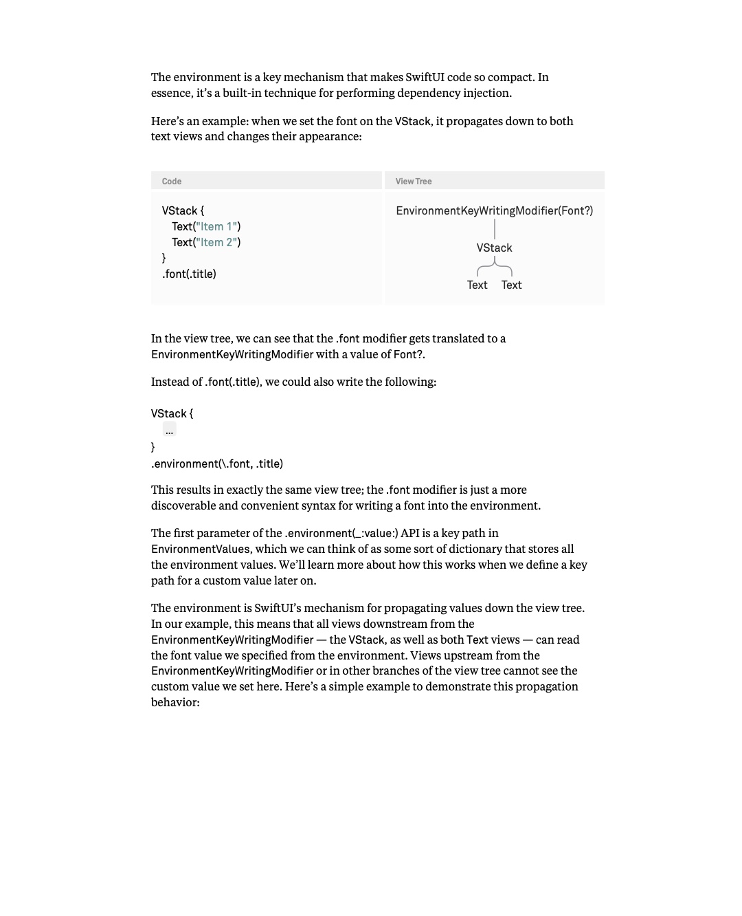 원문 92쪽: font modifier와 environment의 view tree