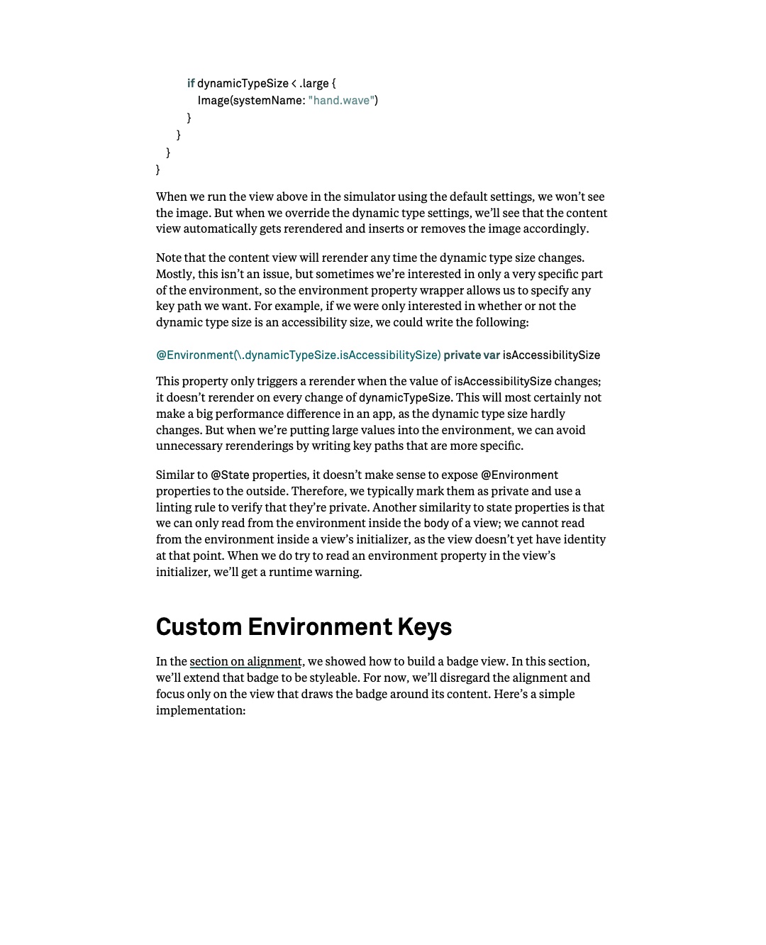 원문 94쪽: environment key path와 사용자 정의 badge의 도입
