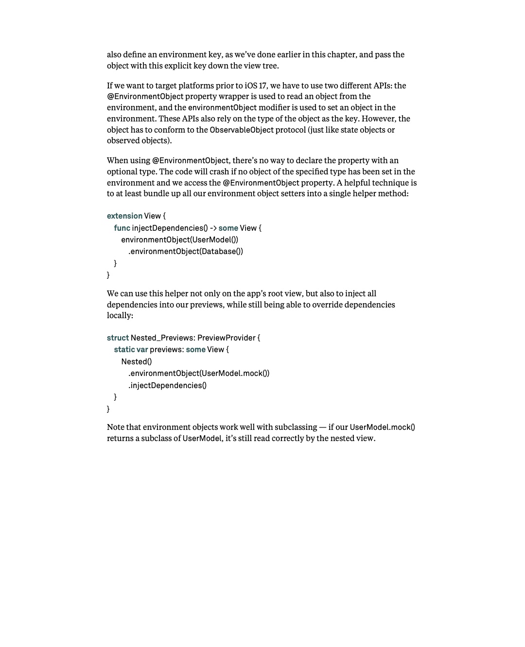 원문 104쪽: EnvironmentObject와 preview dependency 주입