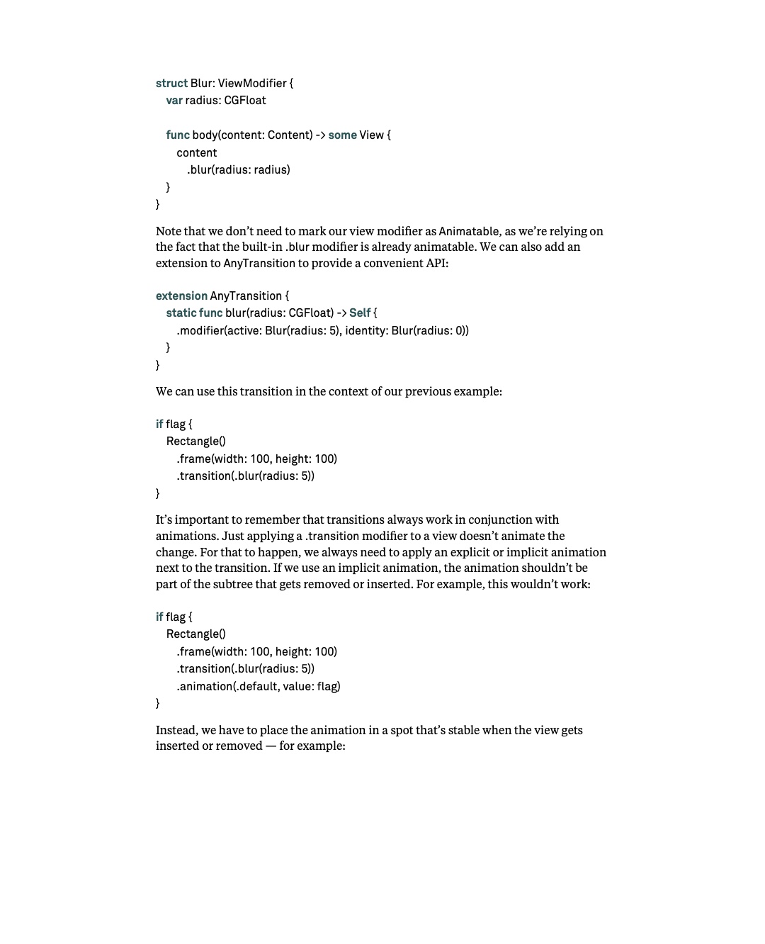 원문 123쪽: blur transition과 implicit animation 위치