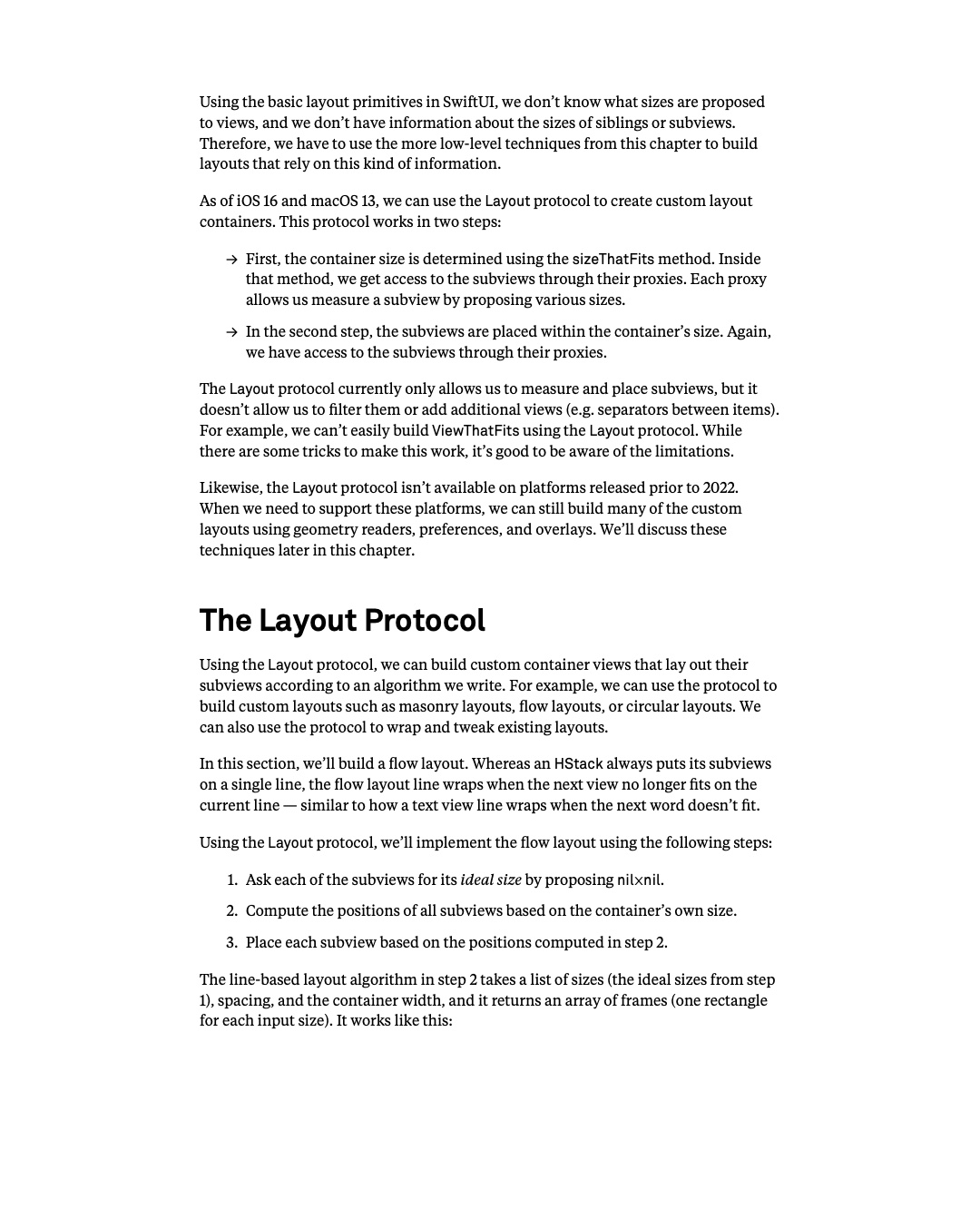 원문 132쪽: Layout protocol과 flow layout의 구현 단계