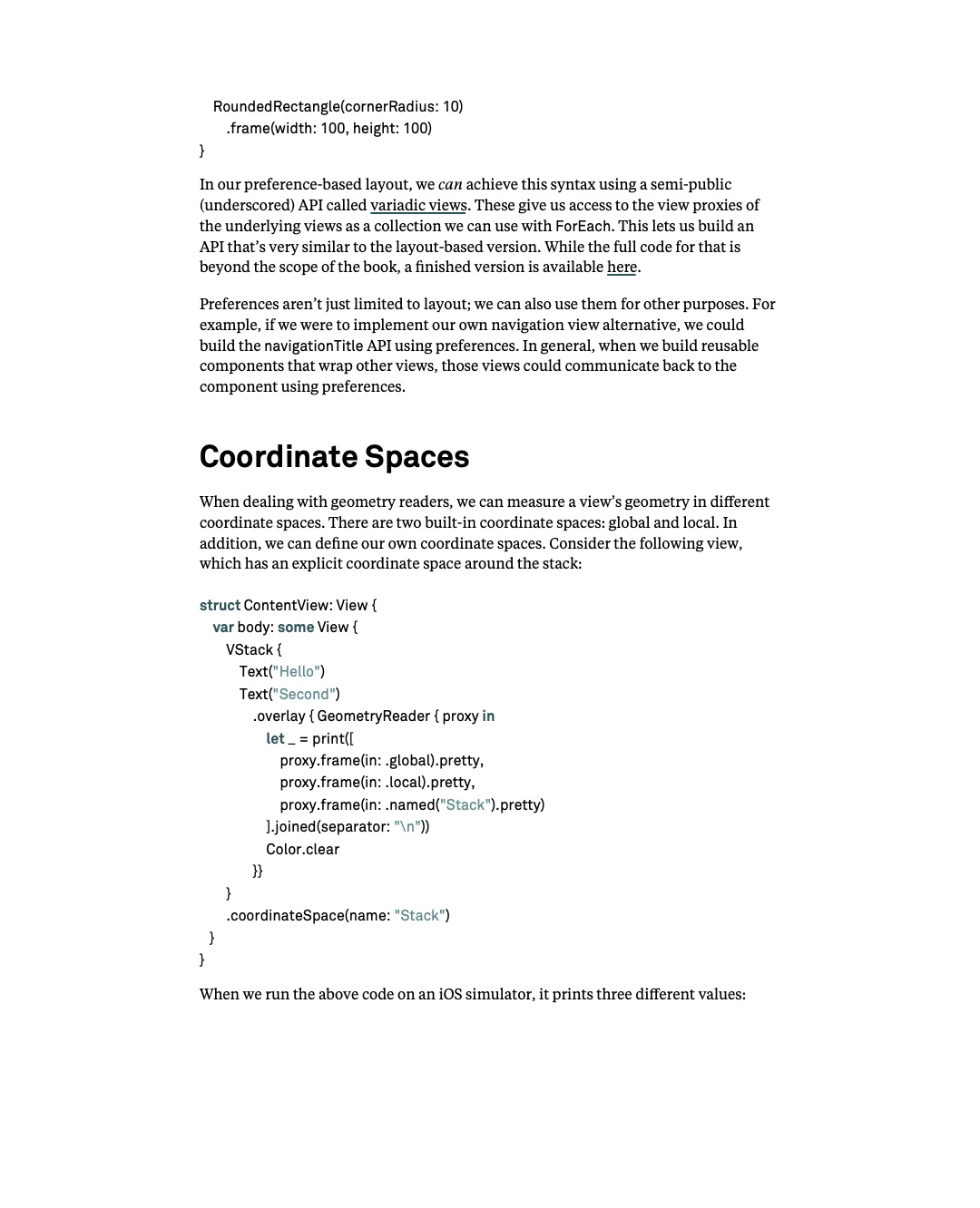 원문 145쪽: Variadic View의 참고 링크와 coordinate space 측정 코드