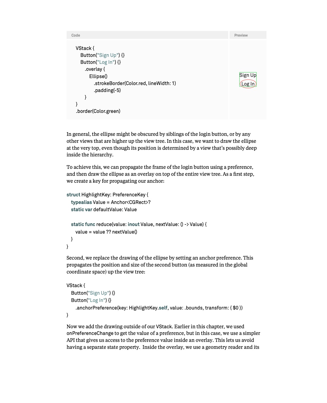 원문 147쪽: Ellipse 강조 표시와 anchor preference의 전달